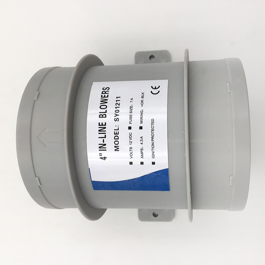4A In-Line Blower Boat Quiet Bilge Blower Waterproof 4inch Diameter White