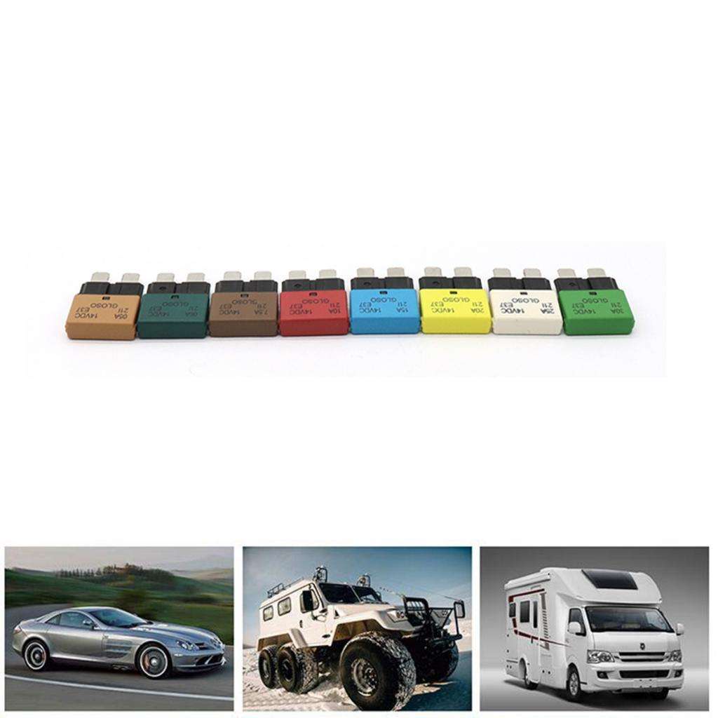 8Pieces Universal Truck Automatic Resettable Circuit Breaker Blade Fuse