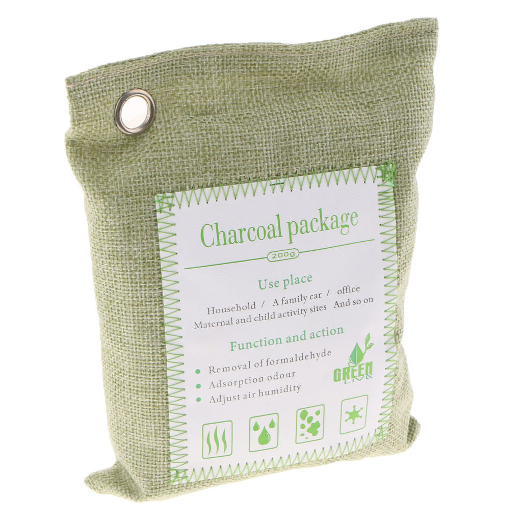 4 Pack Bamboo Charcoal Air Purifying Freshener Odor Eliminator Bag Green