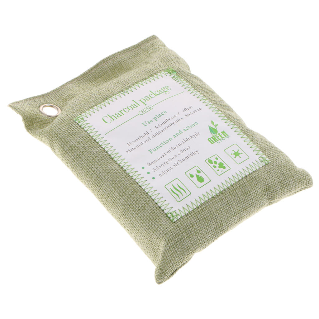 4 Pack Bamboo Charcoal Air Purifying Freshener Odor Eliminator Bag Green