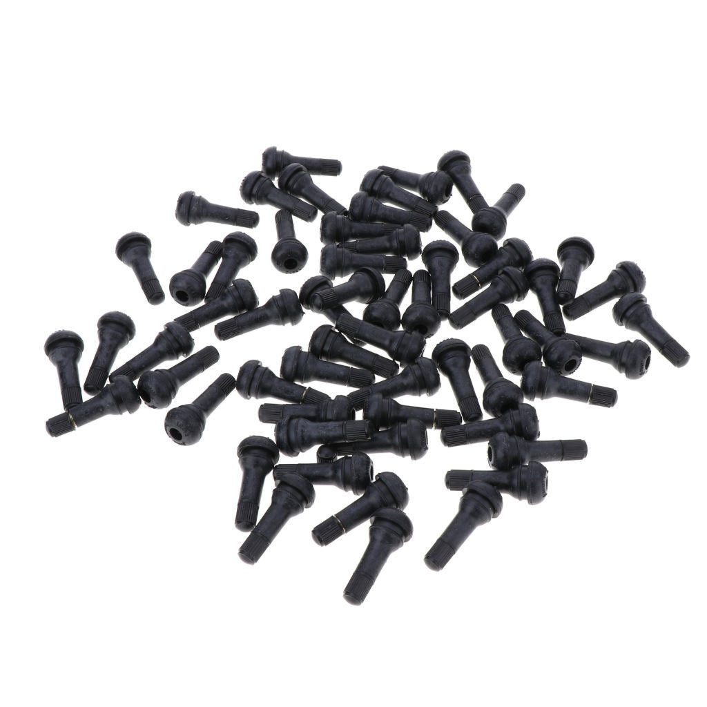 Set of 200 Black Car Vacuum Snap-in Tire Valve Stems Stubby w/ Dust