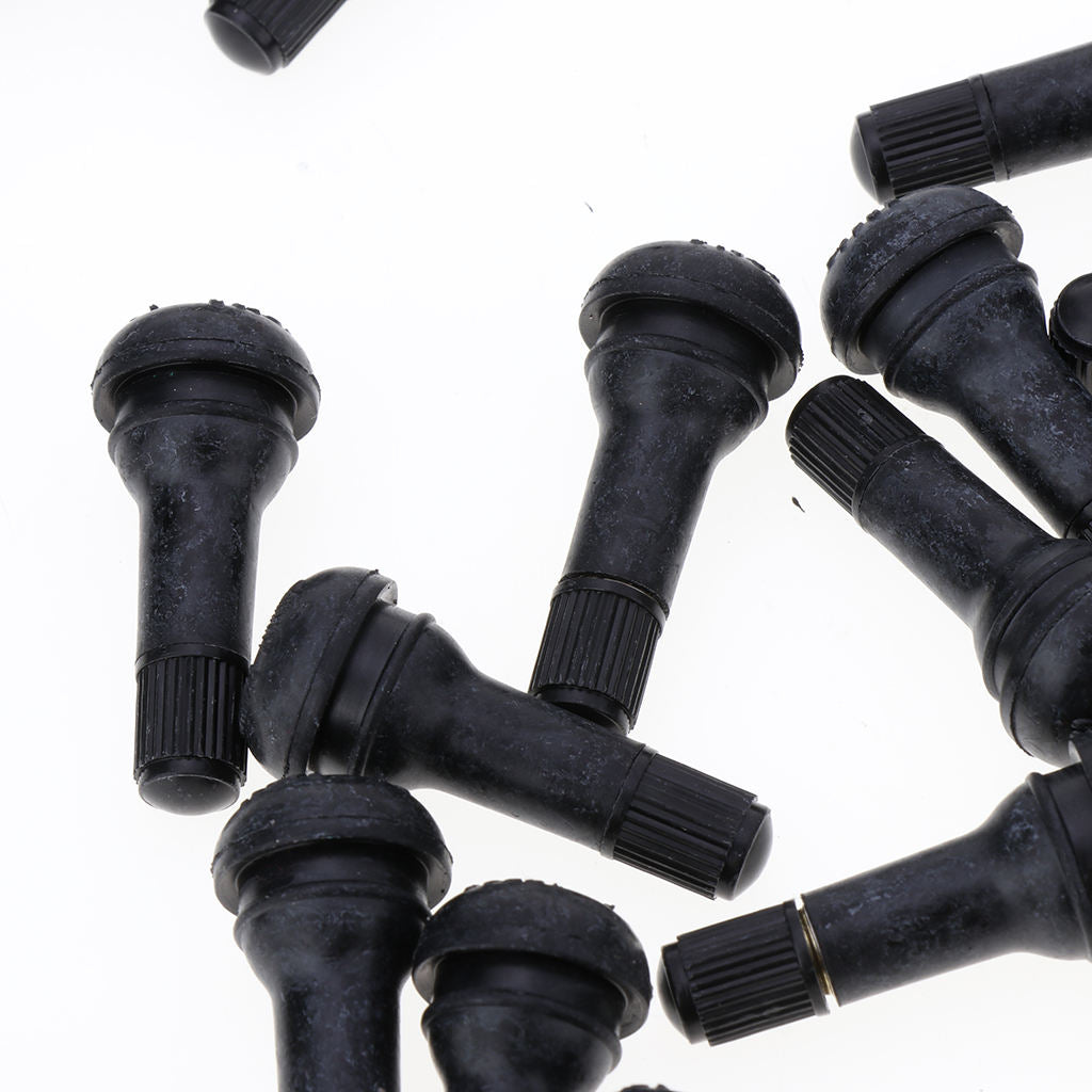 Set of 200 Black Car Vacuum Snap-in Tire Valve Stems Stubby w/ Dust