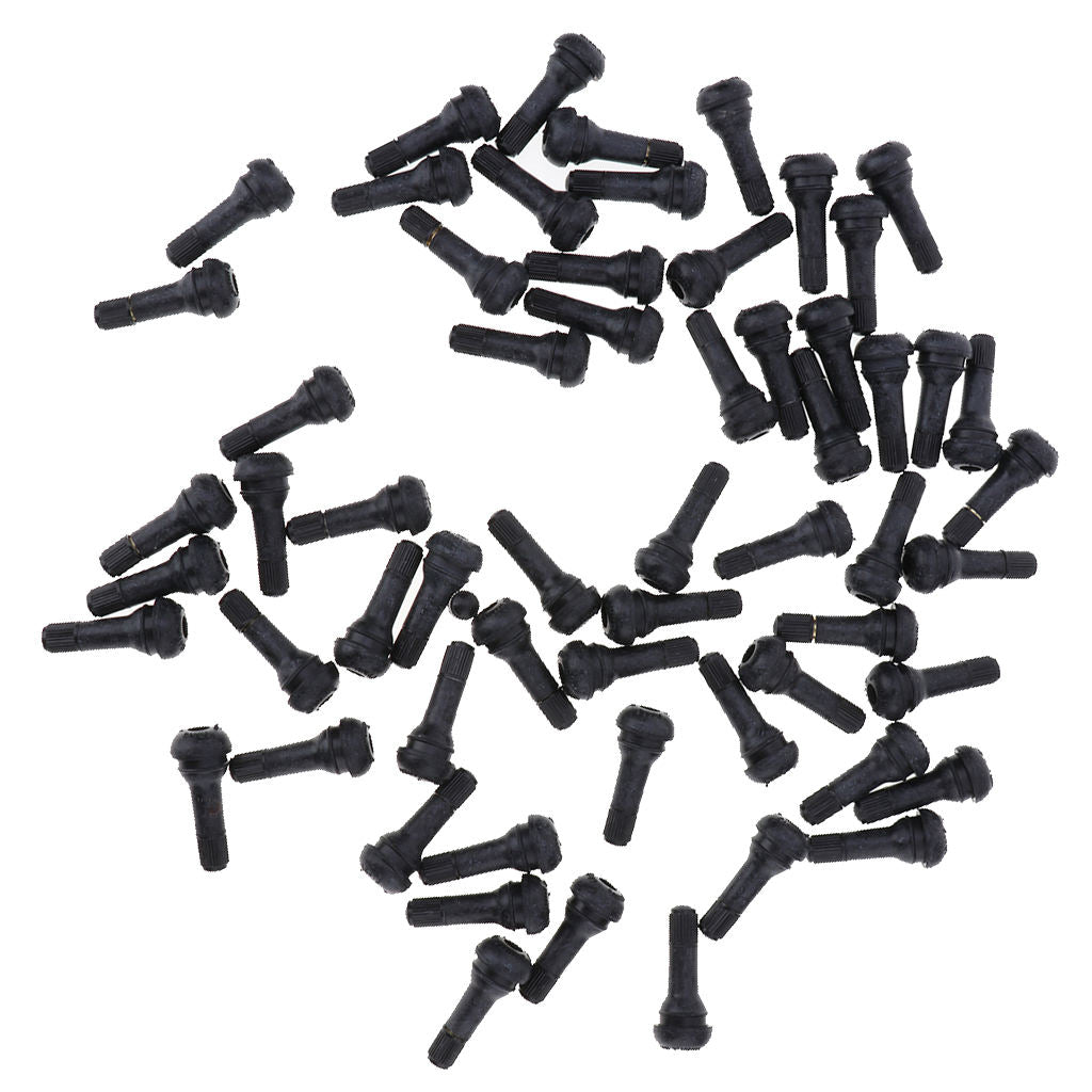 Set of 200 Black Car Vacuum Snap-in Tire Valve Stems Stubby w/ Dust