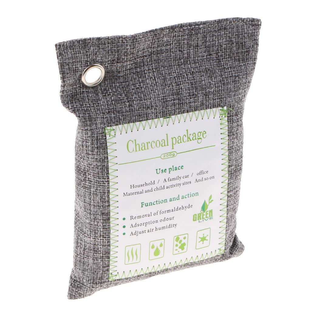 2pcs Bamboo Charcoal Natural Air Purifying Freshe Bag Odor Eliminator Gray