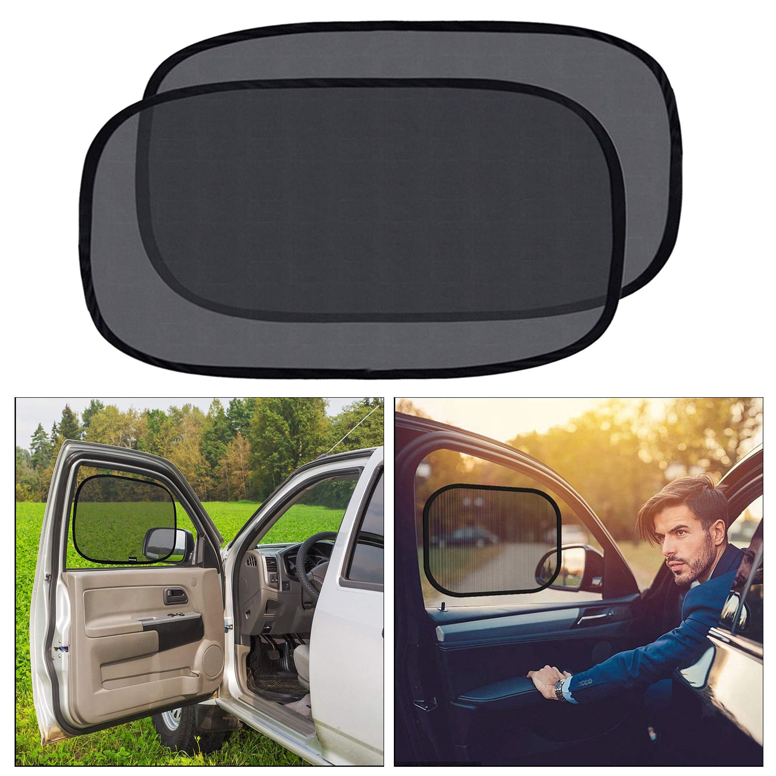2pcs Self-Adhesive Car Side Window Sunshade Kids Baby Sun Shade Kit 50x30cm