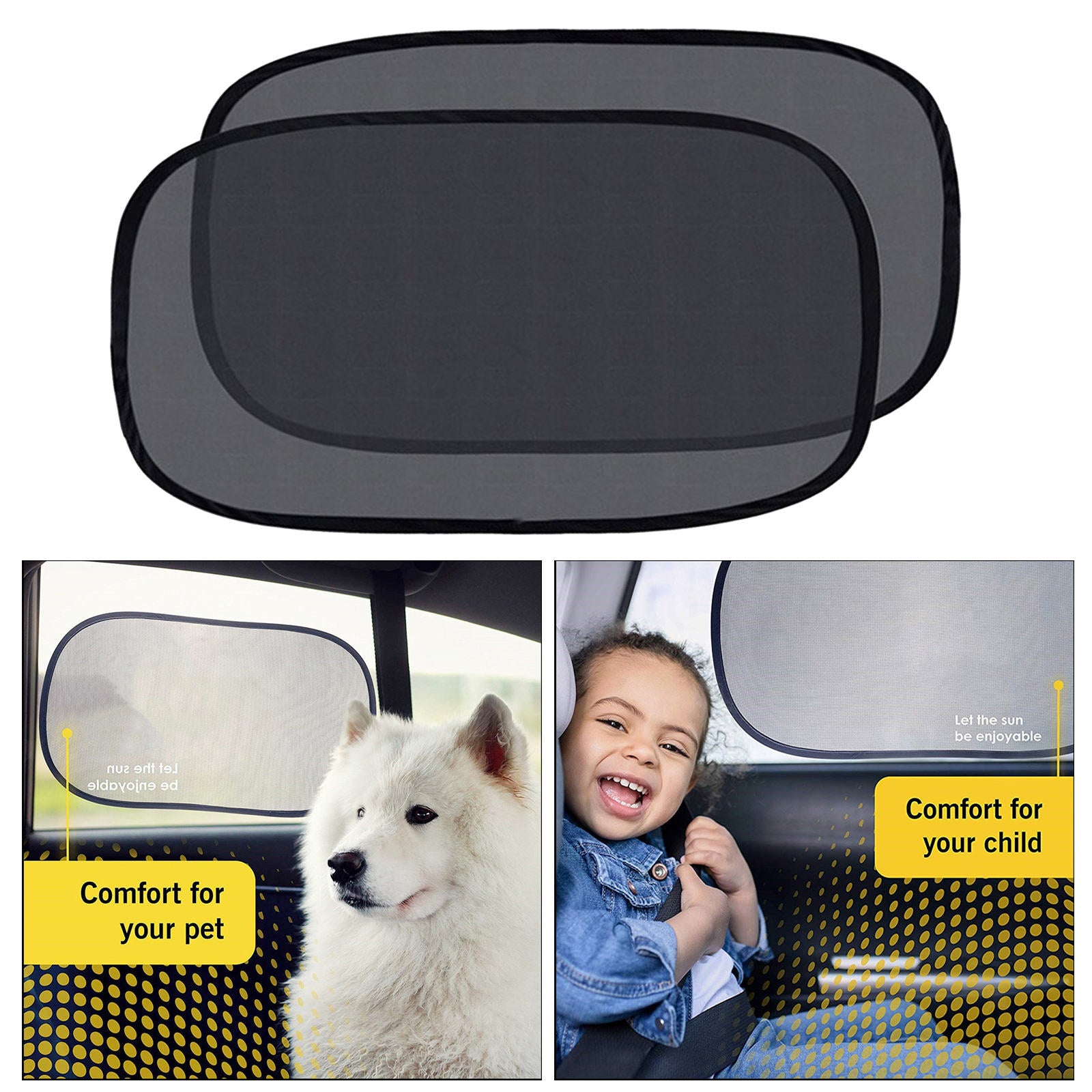 2pcs Self-Adhesive Car Side Window Sunshade Kids Baby Sun Shade Kit 50x30cm