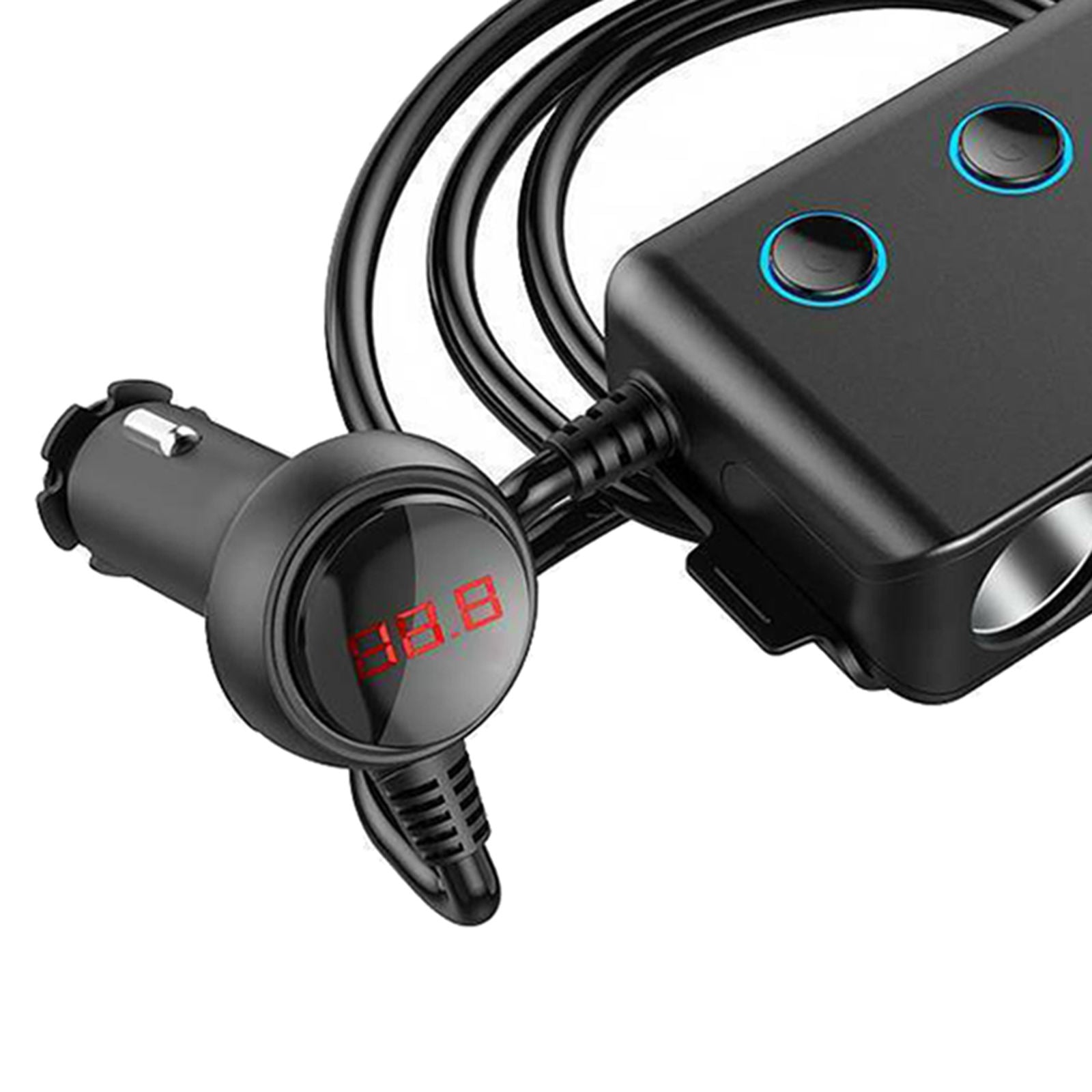 Auto Car Charger Cigarette Lighter Adapter 3-Socket Splitter 120W Black