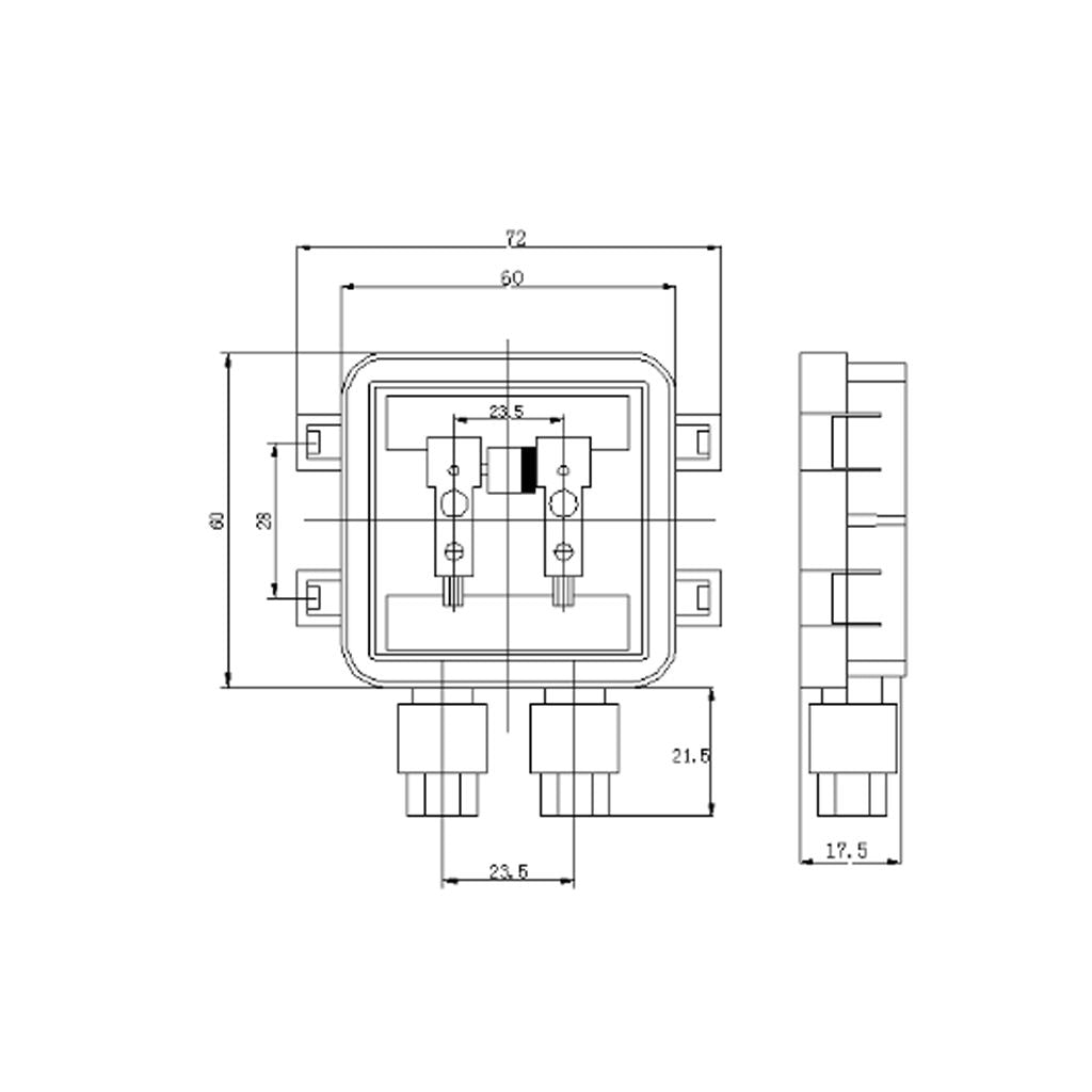 Black Solar Junction Box PV Connecting Box with 1 Diode No Cable 30W--80W 6A