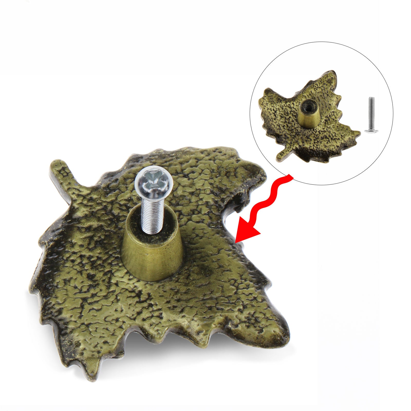 Set of 0 Retro Leaf Furniture Knob, Drawer Cabinet Decor