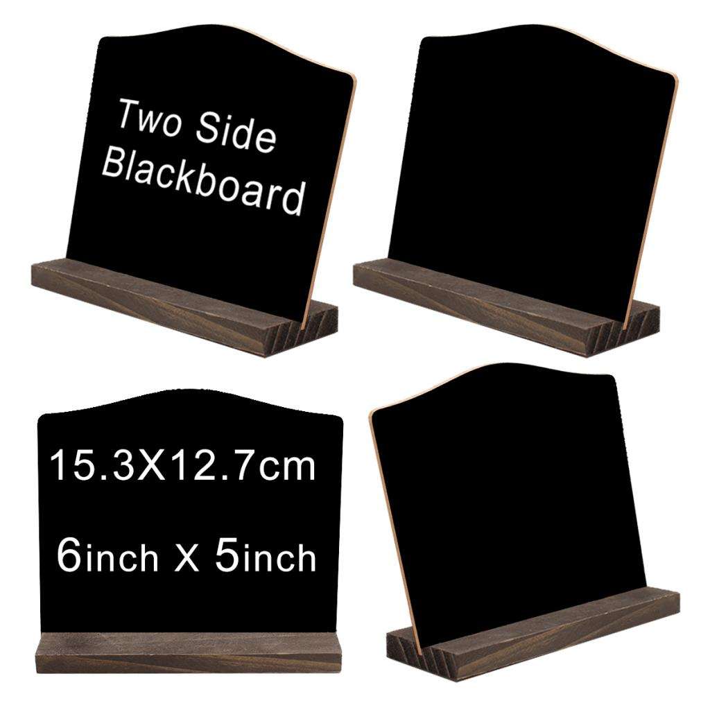4Pcs Mini Chalkboard Blackboard With Stand Wedding Party Double Sided Board