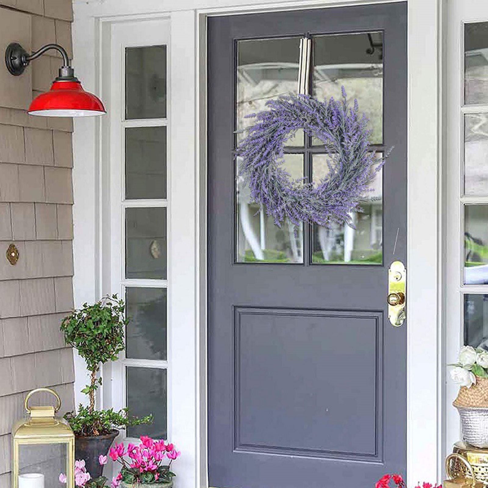 18'' Lavender Wreath for Front Door Artificial Lavender Wreath for All Seasons
