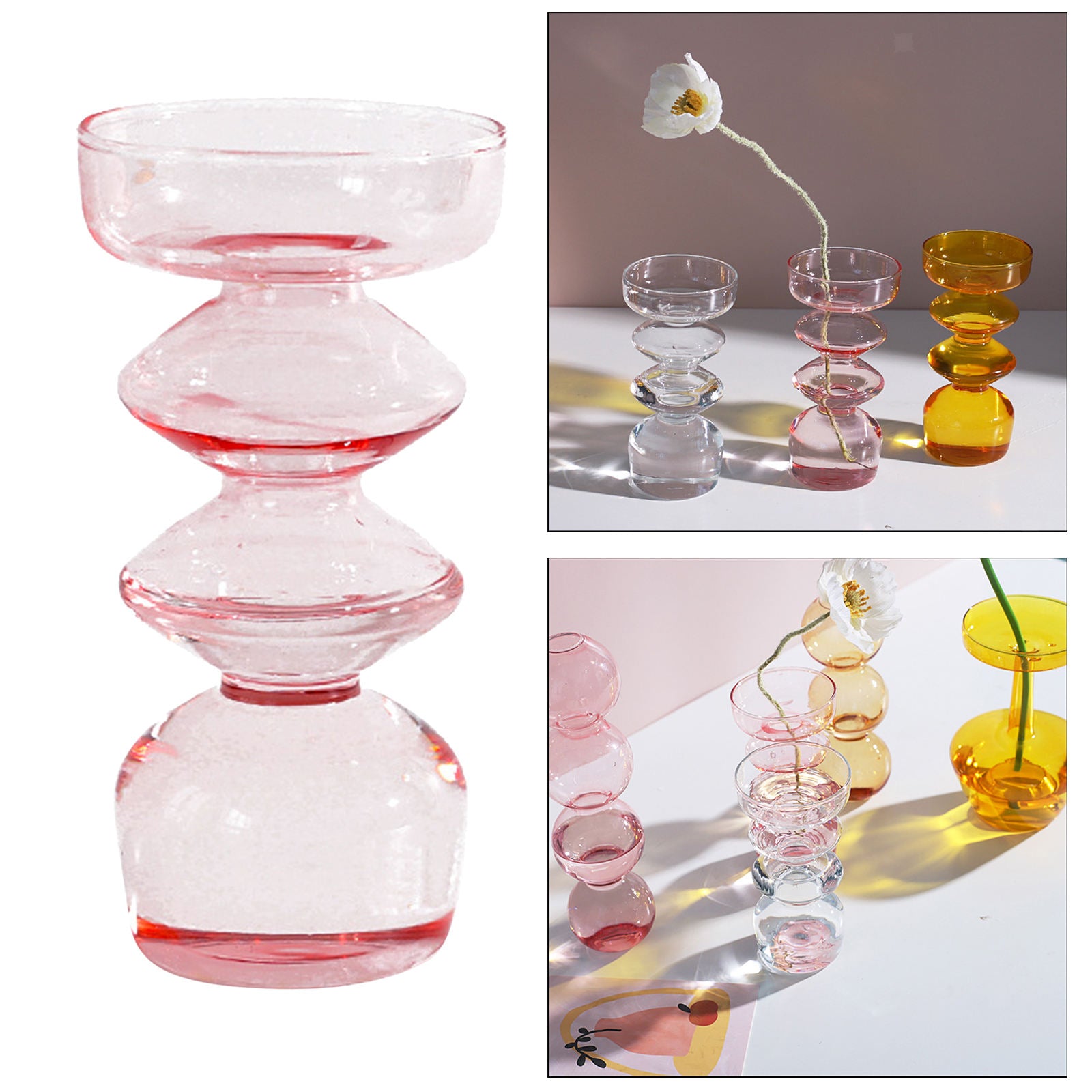 2Pcs Modern Glass Bubble Flower Vase Table Container Flowers Arrangement