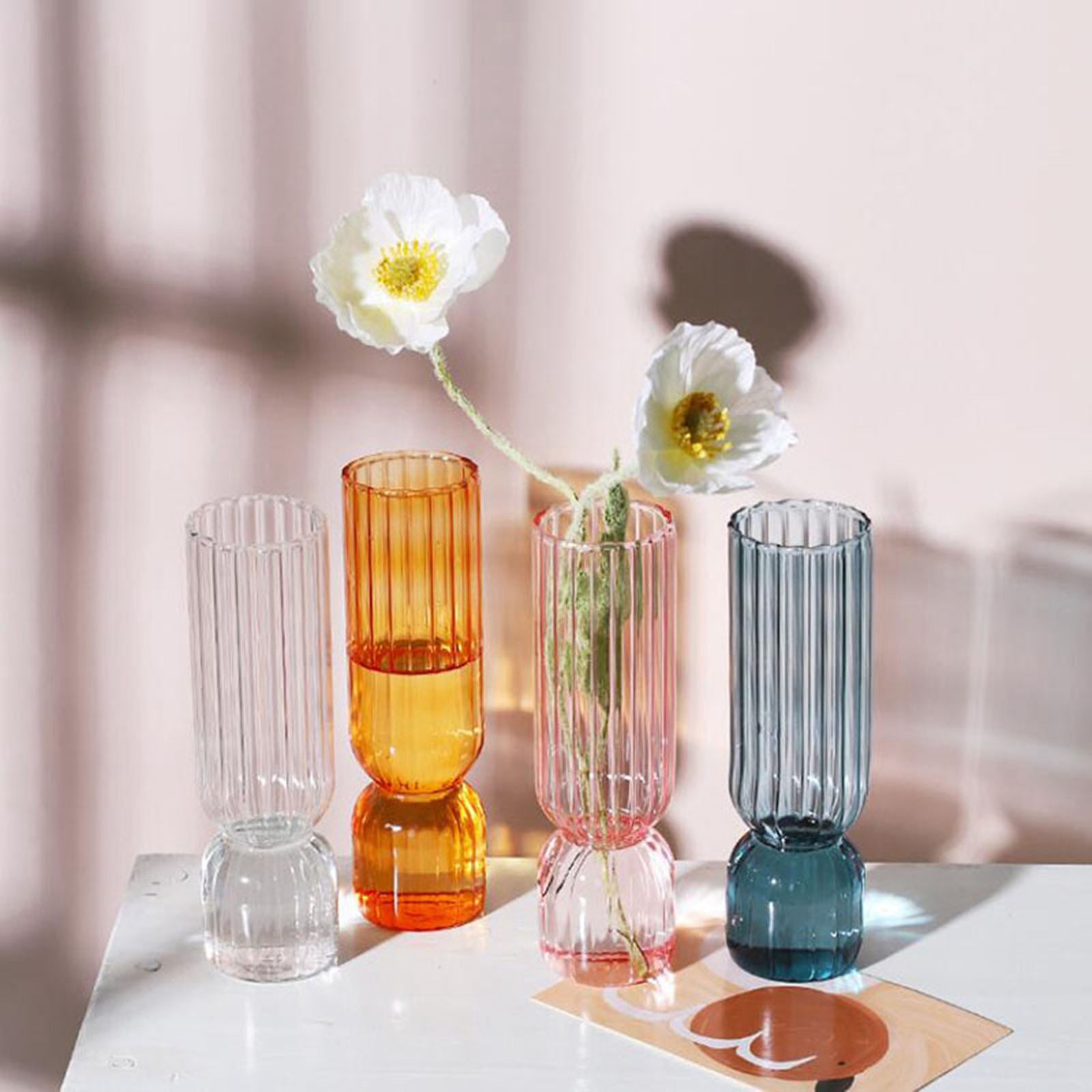 2Pack Creative Clear Glass Flower Vase Table Container Bud Pot Ornaments