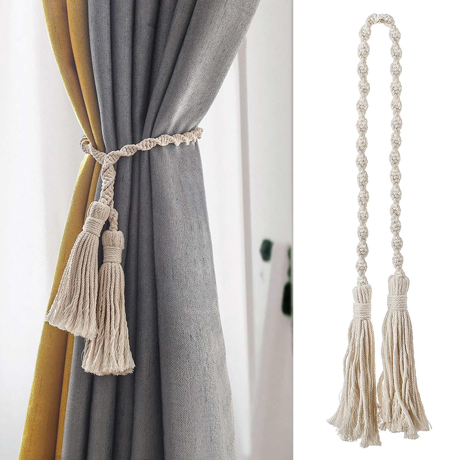 Window Curtain Tiebacks Home Decorative Weave Holdbacks No Tools Required