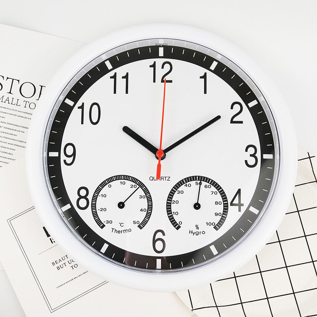 24.4cm Garden Station WallClock Indoor Outdoor Temperature Humidity Display