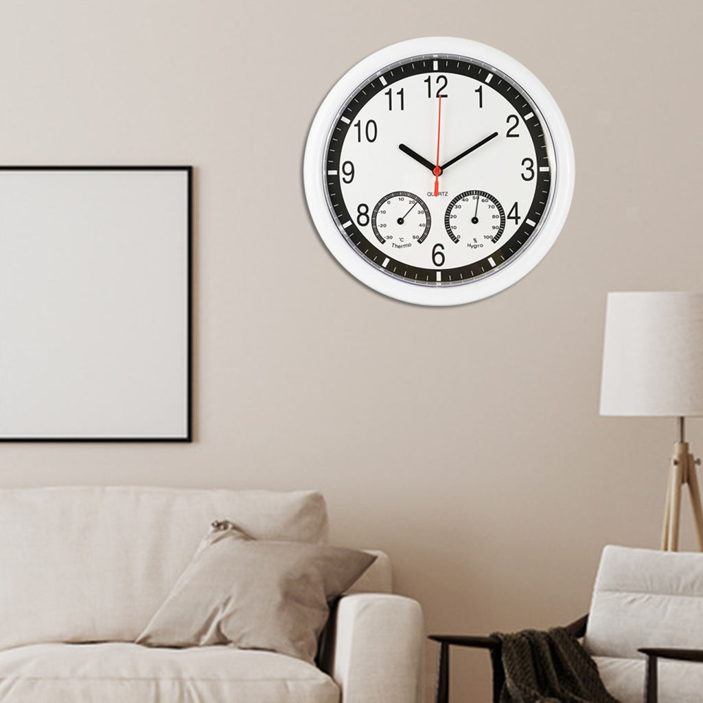 24.4cm Garden Station WallClock Indoor Outdoor Temperature Humidity Display