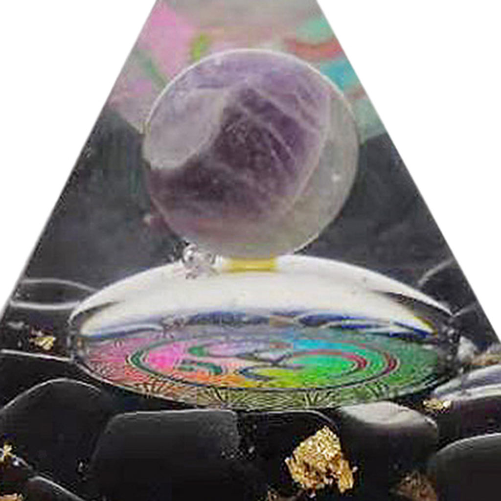 Orgone Pyramid Natural Quartz Crystal Tower Black Tourmaline Heal Meditation
