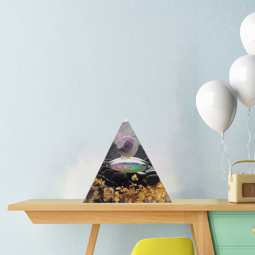 Orgone Pyramid Natural Quartz Crystal Tower Black Tourmaline Heal Meditation