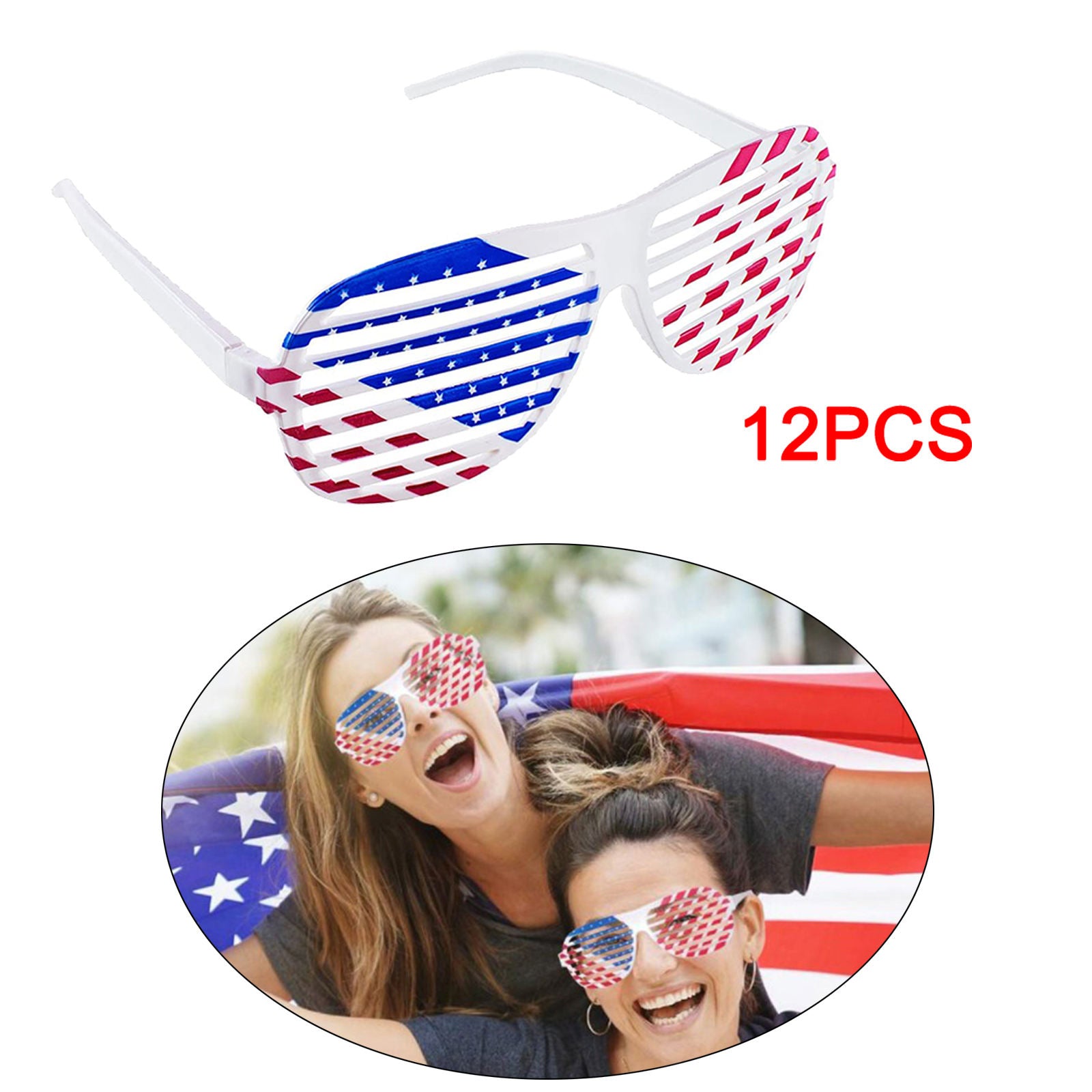 12 PCS Patriotic American Flag Plastic Shutter Glasses Summer Beach Party