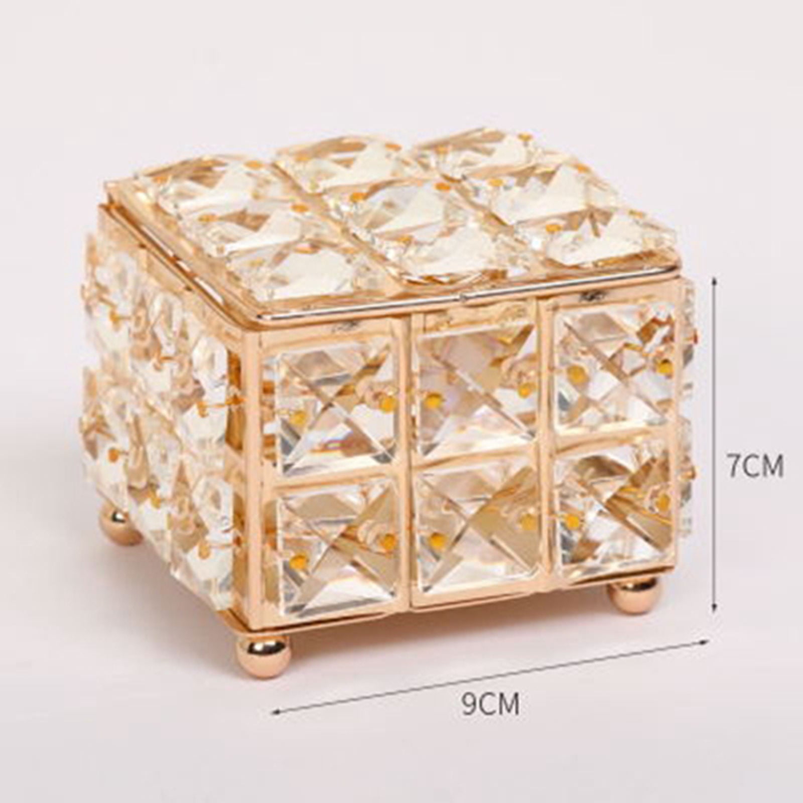 Square Crystal Jewelry Box with Lid Beads Trinket Keepsake Storage Case
