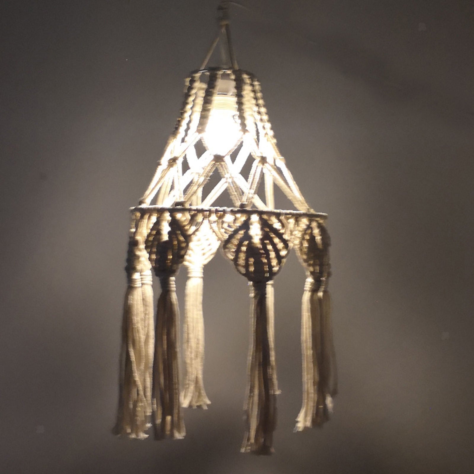 Macrame Tassel Lamp Shade Woven Boho Lampshade Cover Hotel Bedroom Decor