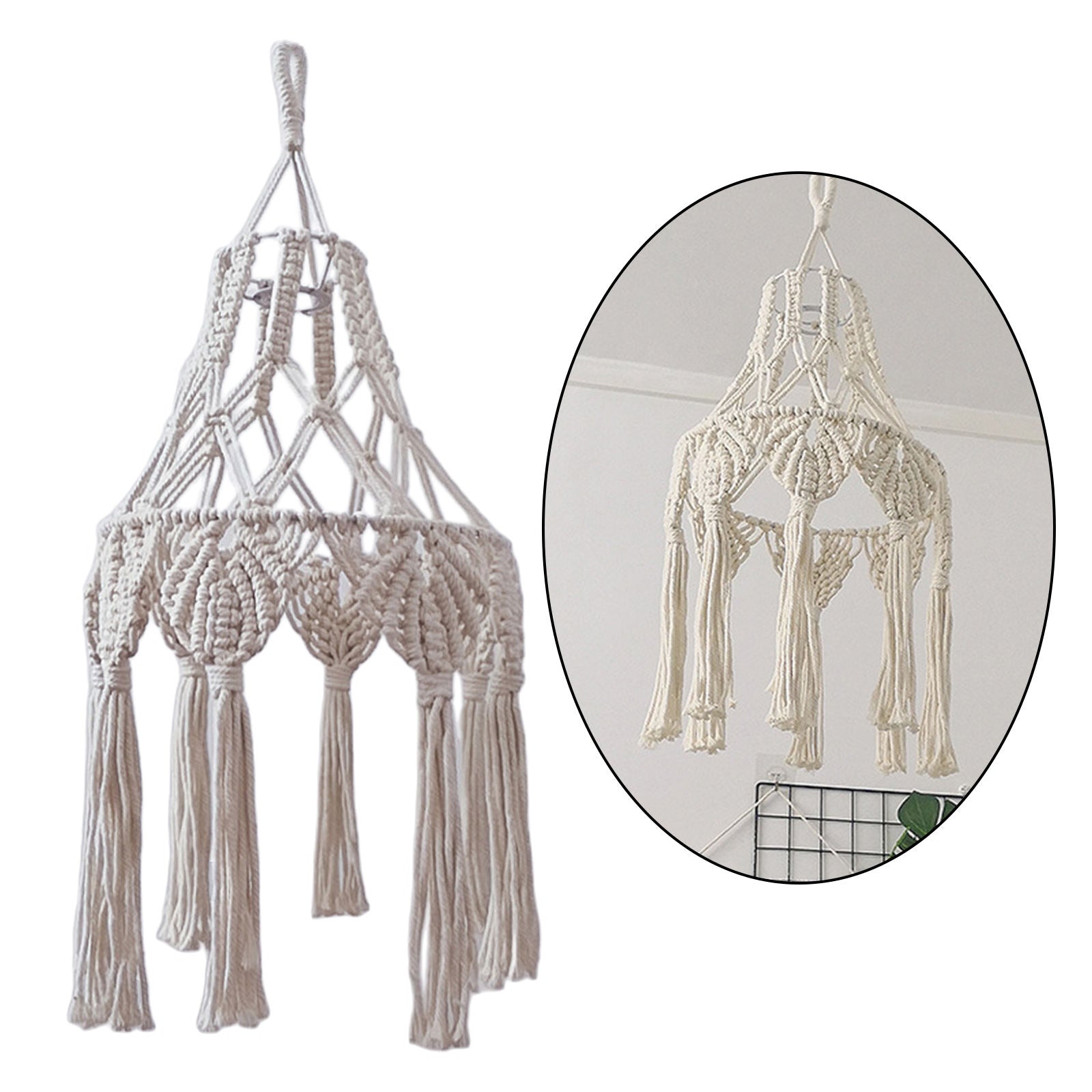 Macrame Tassel Lamp Shade Woven Boho Lampshade Cover Hotel Bedroom Decor
