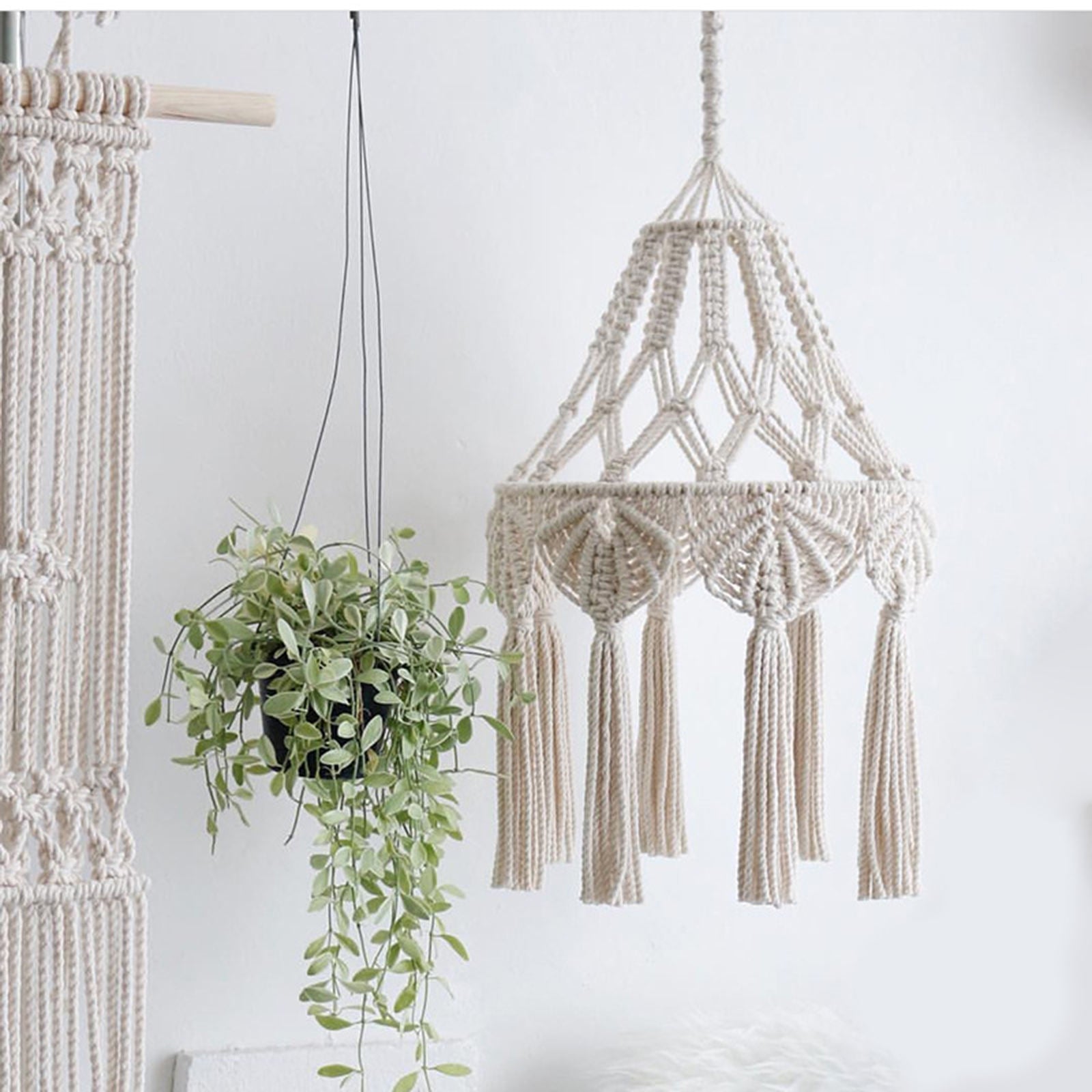 Macrame Tassel Lamp Shade Woven Boho Lampshade Cover Hotel Bedroom Decor