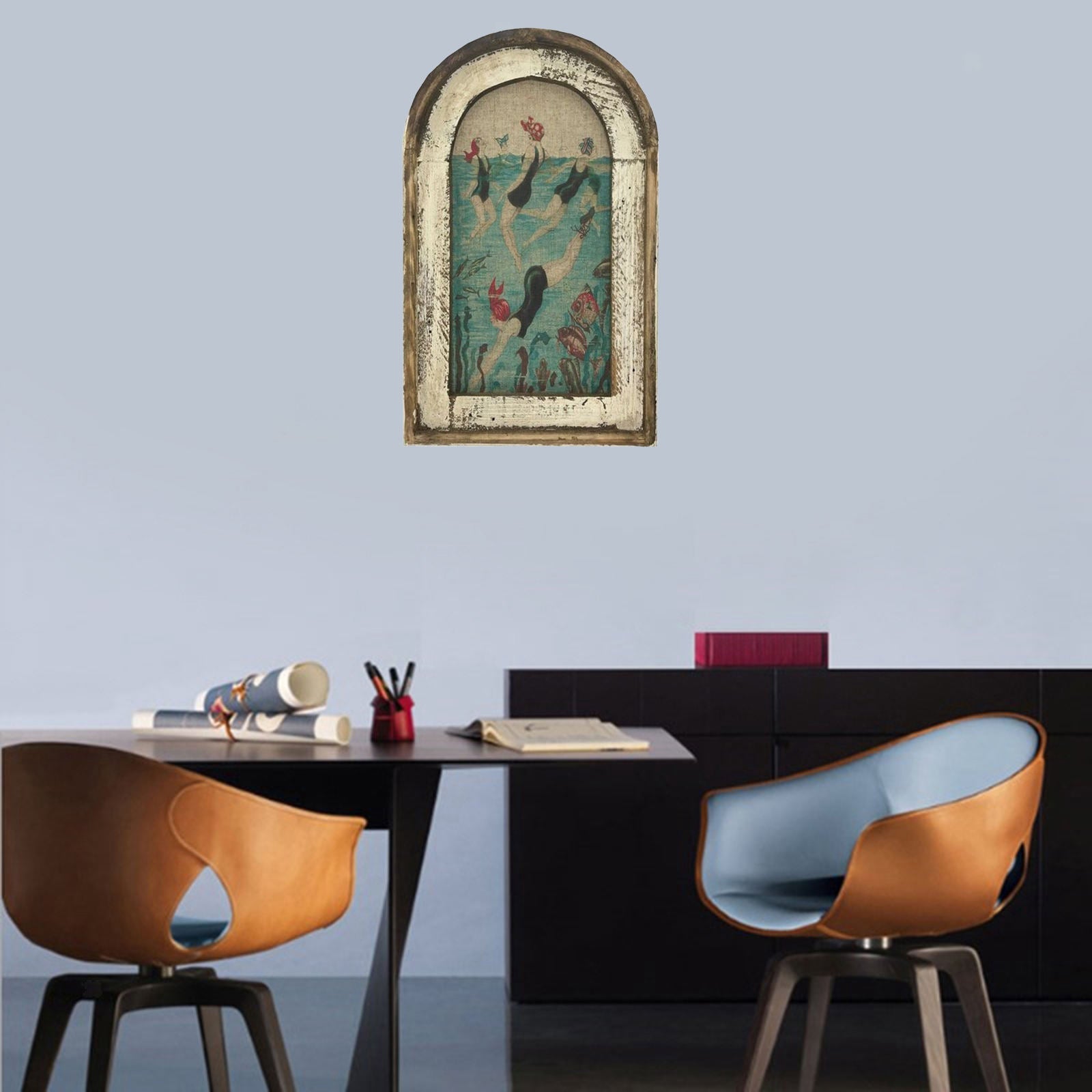 Retro Swimming Wall Art Elegant Cafe Painting Photography Hotel Ornament