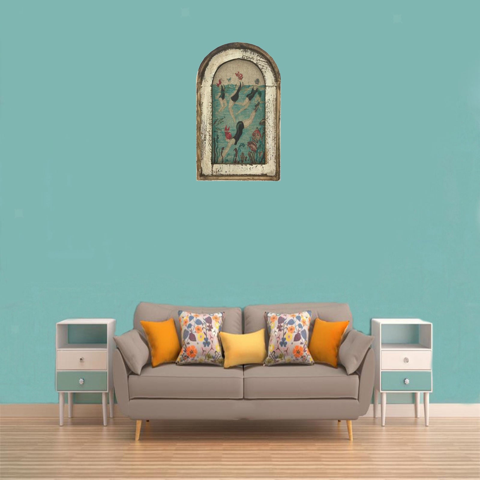 Retro Swimming Wall Art Swimmer Painting Picture Poster for Home Bar Cafe