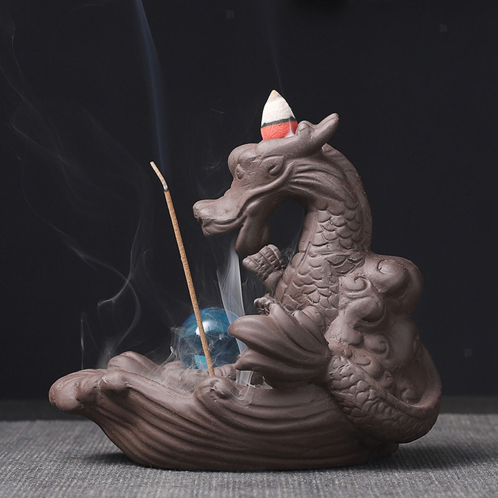 Dragon Incense Burner Waterfall Backflow Cone Censer Home Office Yoga Room