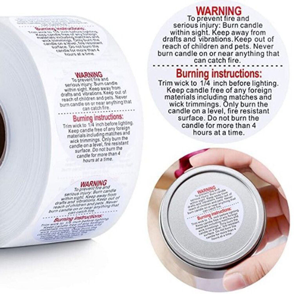 500Pcs 1.5inch Candle Warning Labels Jar Container Stickers Labels for