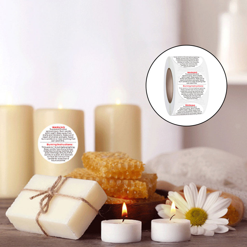 500Pcs 1.5inch Candle Warning Labels Jar Container Stickers Labels for