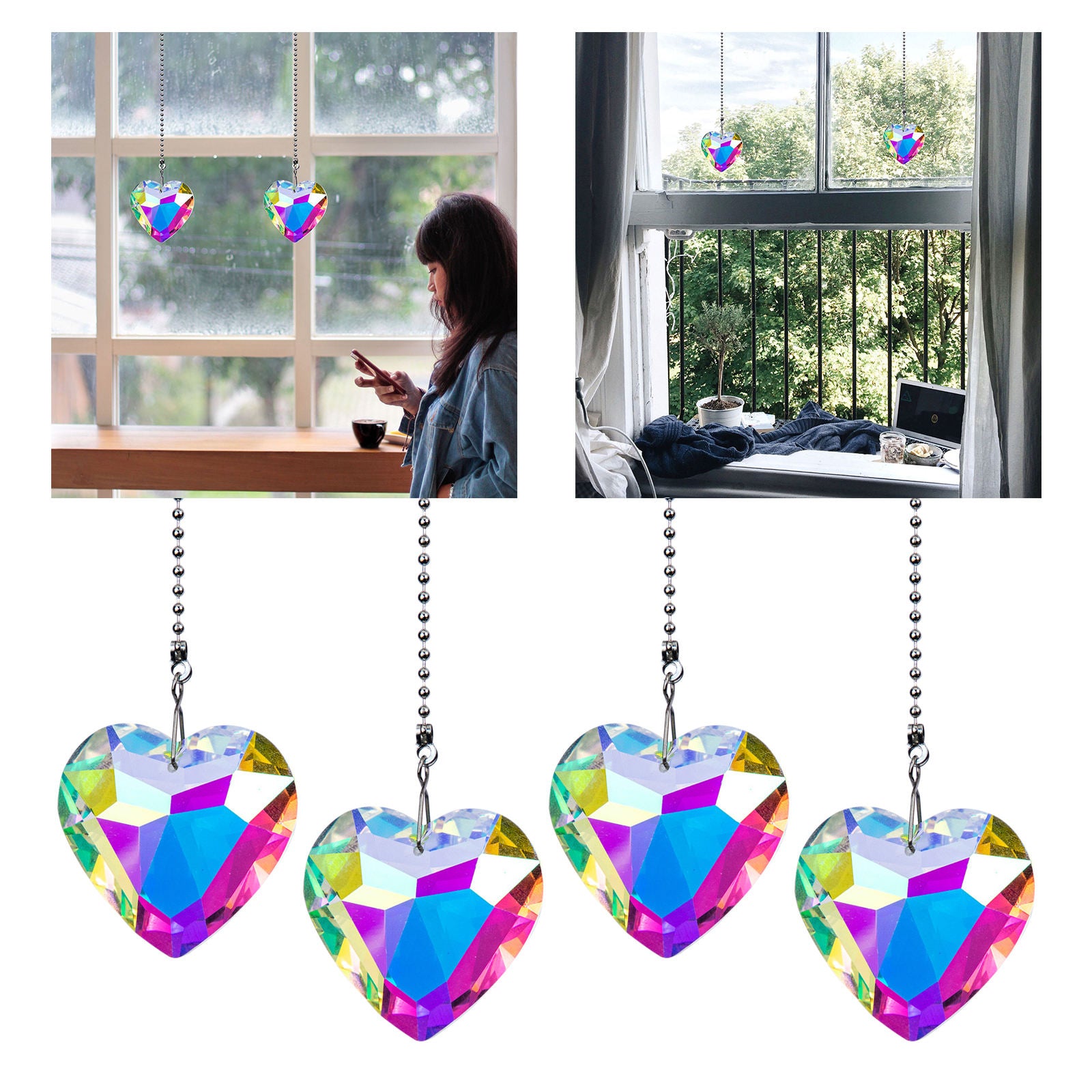 Heart Crystal Sun catchers Chandelier Prism Rainbow Maker Hanging Ornaments