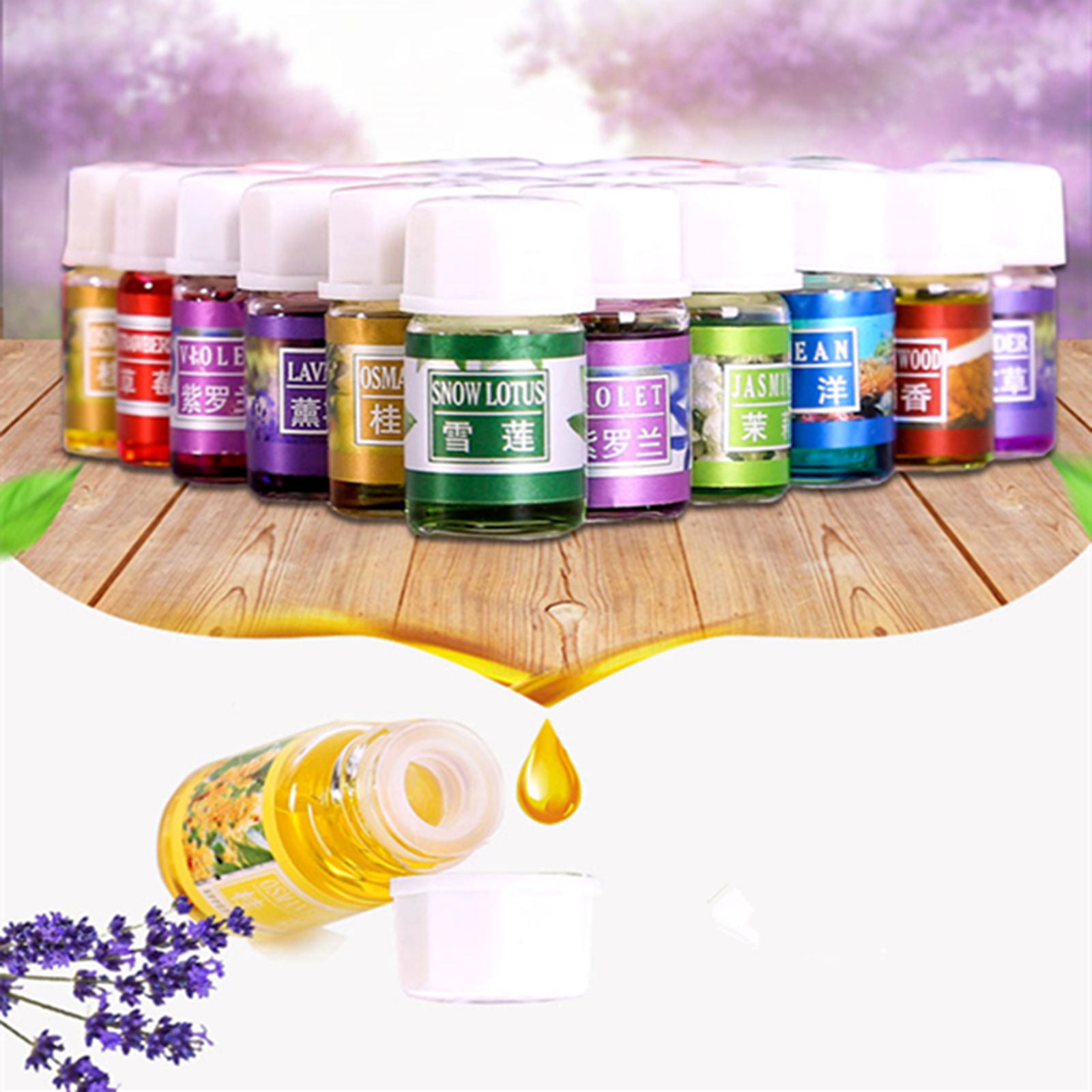Aroma Essential Oils 12 Scents Massage Aromatherapy Oil Rose Lemon Diffuser