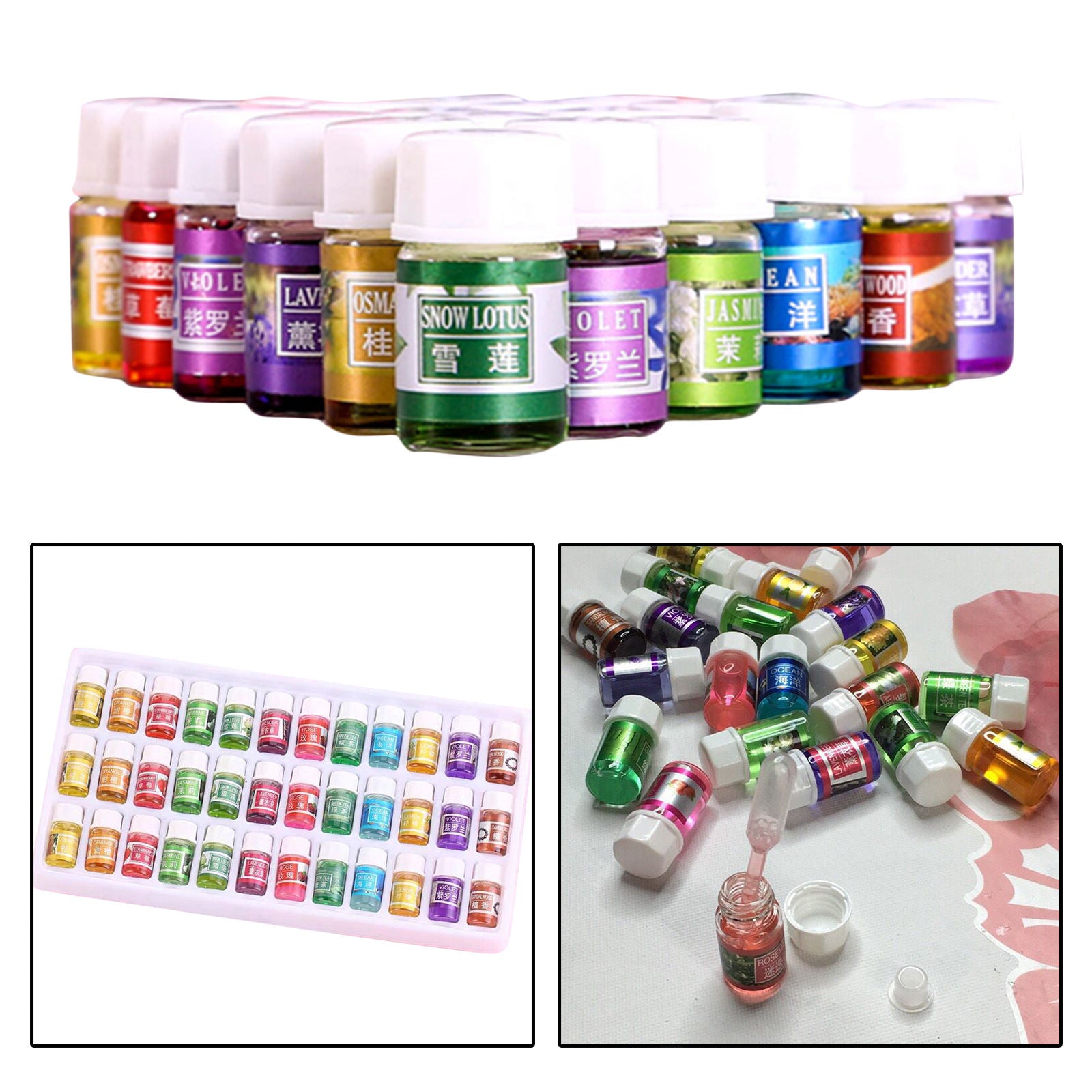 Aroma Essential Oils 12 Scents Massage Aromatherapy Oil Rose Lemon Diffuser