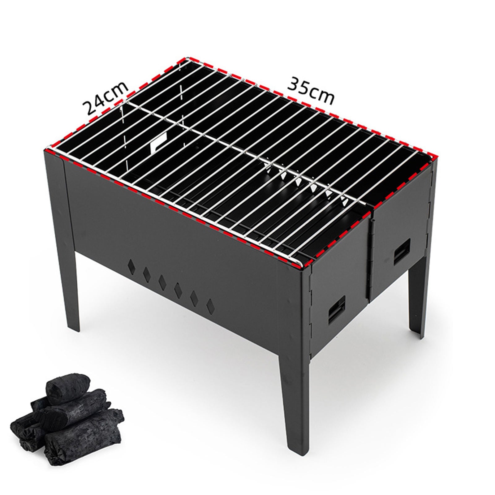 Folding Portable Barbecue Charcoal Grill, Stainless Steel Small Charcoal Grill,