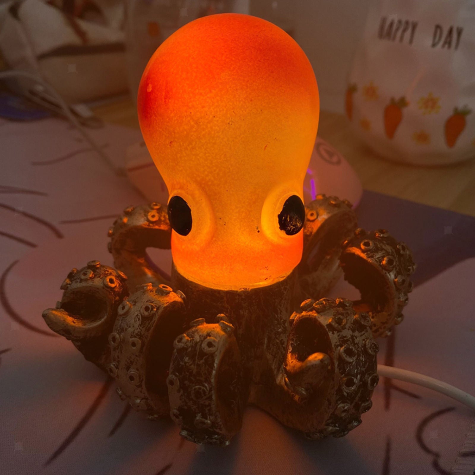 Octopus Decorative Living Room Bedside Octopus Table Lamp,Desk Lamp with USB