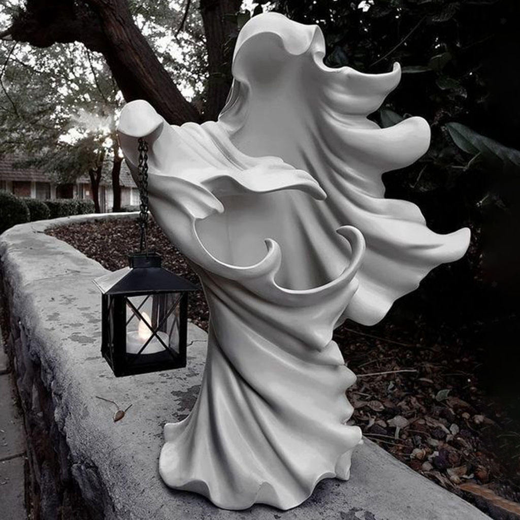 Faceless Ghost Garden Spooky Statue Photo Props Lamp Table Lights Decoration