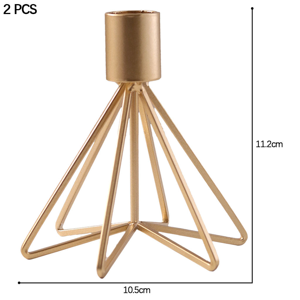 2Pcs Golden Candle Holders Stand Candlestick Holder Party Table Decoration