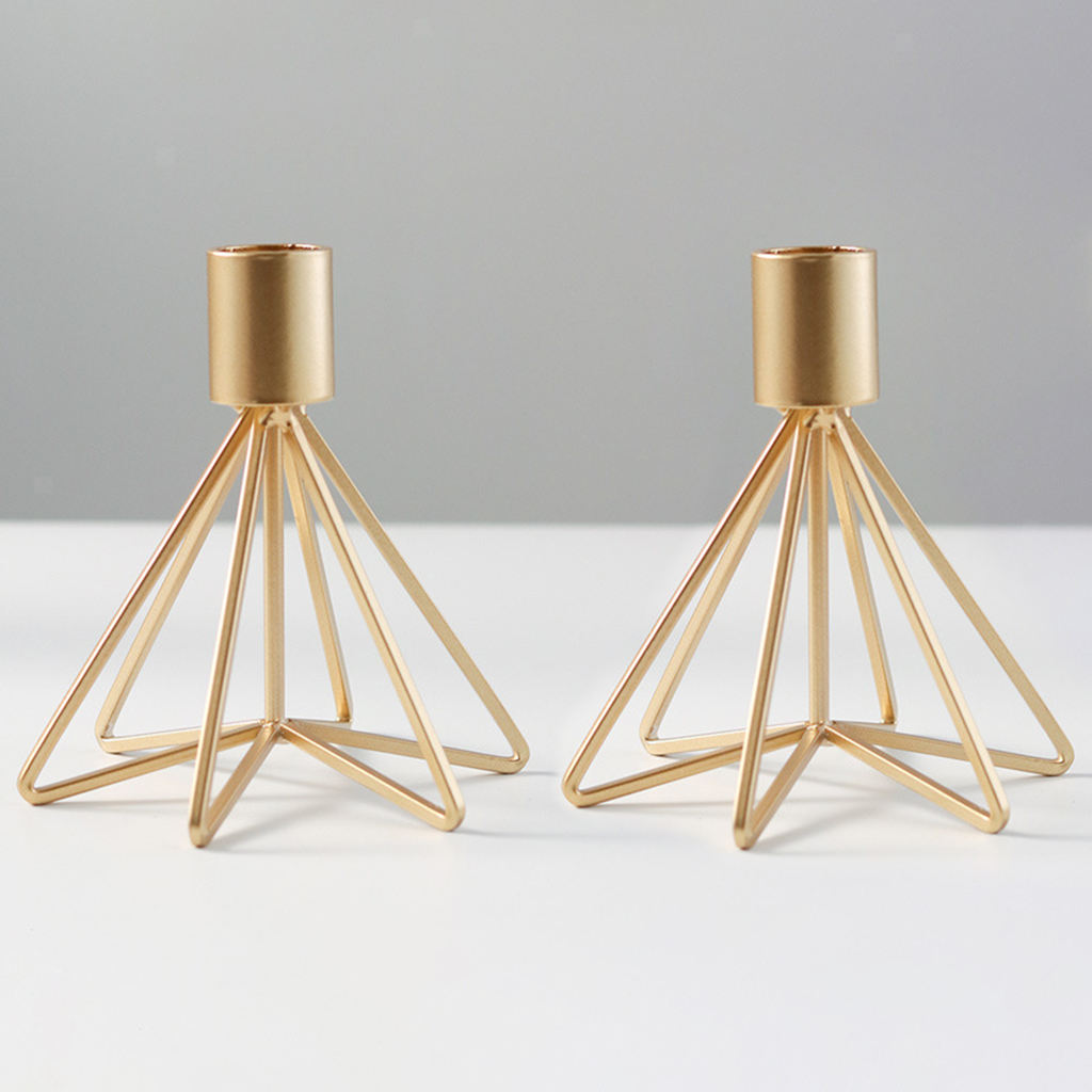 2Pcs Golden Candle Holders Stand Candlestick Holder Party Table Decoration
