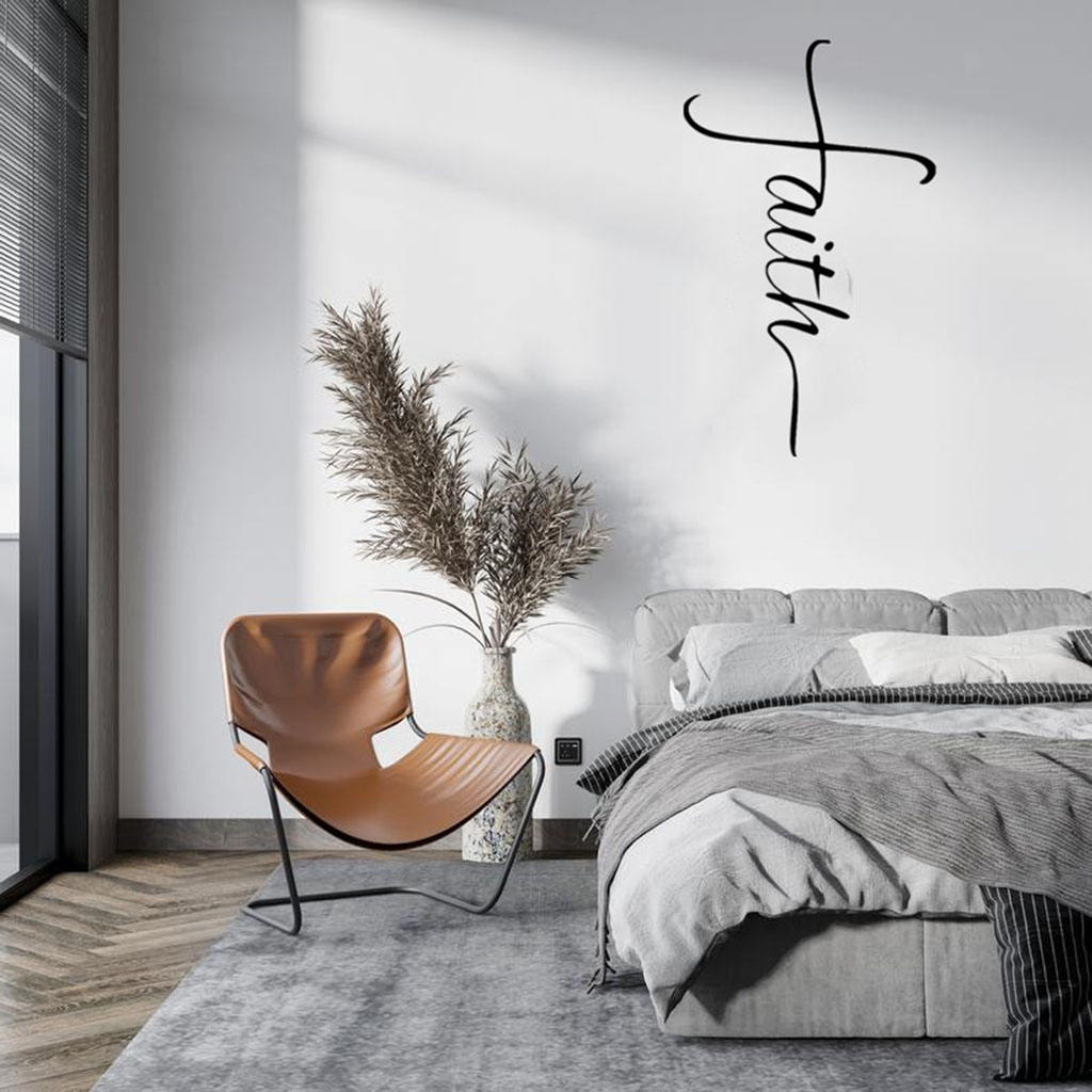 Home Modern Unique Decor Metal Faith Wall Art Artwork Sculpture for Bedroom