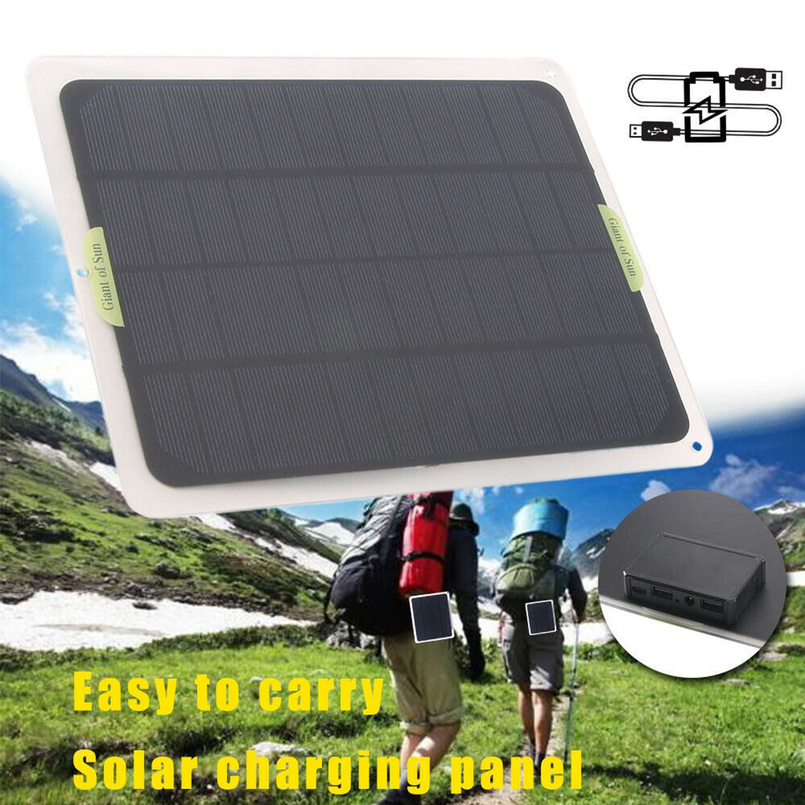 20W Solar Panel Charger Travel Phone Charger for Outdoor Picnic Garden Porch