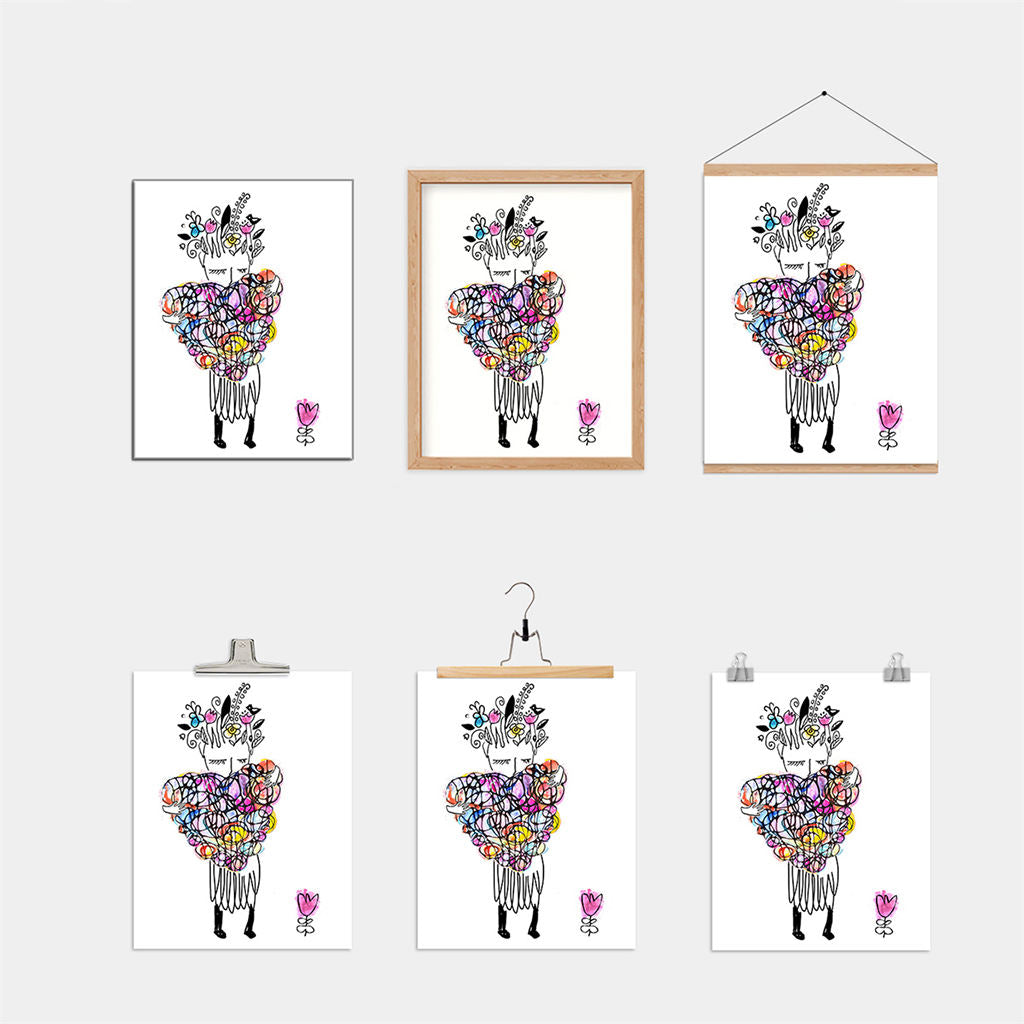 Modern Lady Heart Wall Art Hanging Decoration Ornaments for Kitchen Bedroom