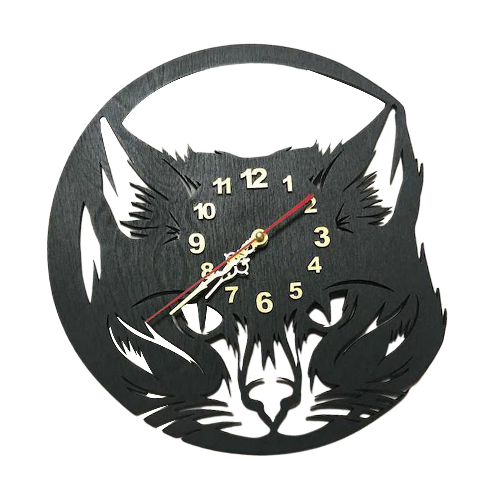 Wolf Wall Clock Battery Powered Silent Sweep for Living Room Birthday Gift