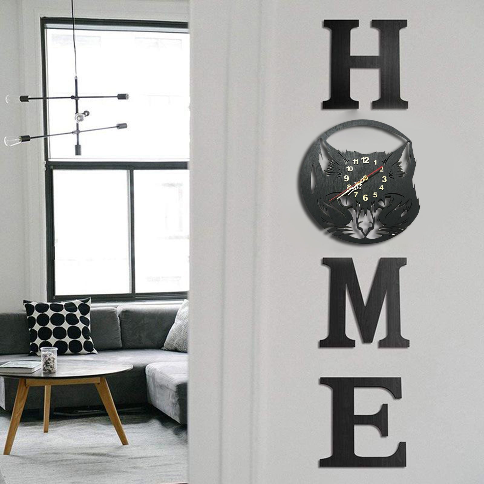 Wolf Wall Clock Battery Powered Silent Sweep for Living Room Birthday Gift
