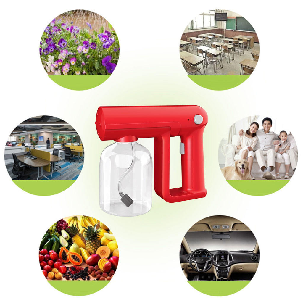 Handheld Disinfectant Sanitizer Fogger 500ml Atomizing Spray Gun 1200mAh Red