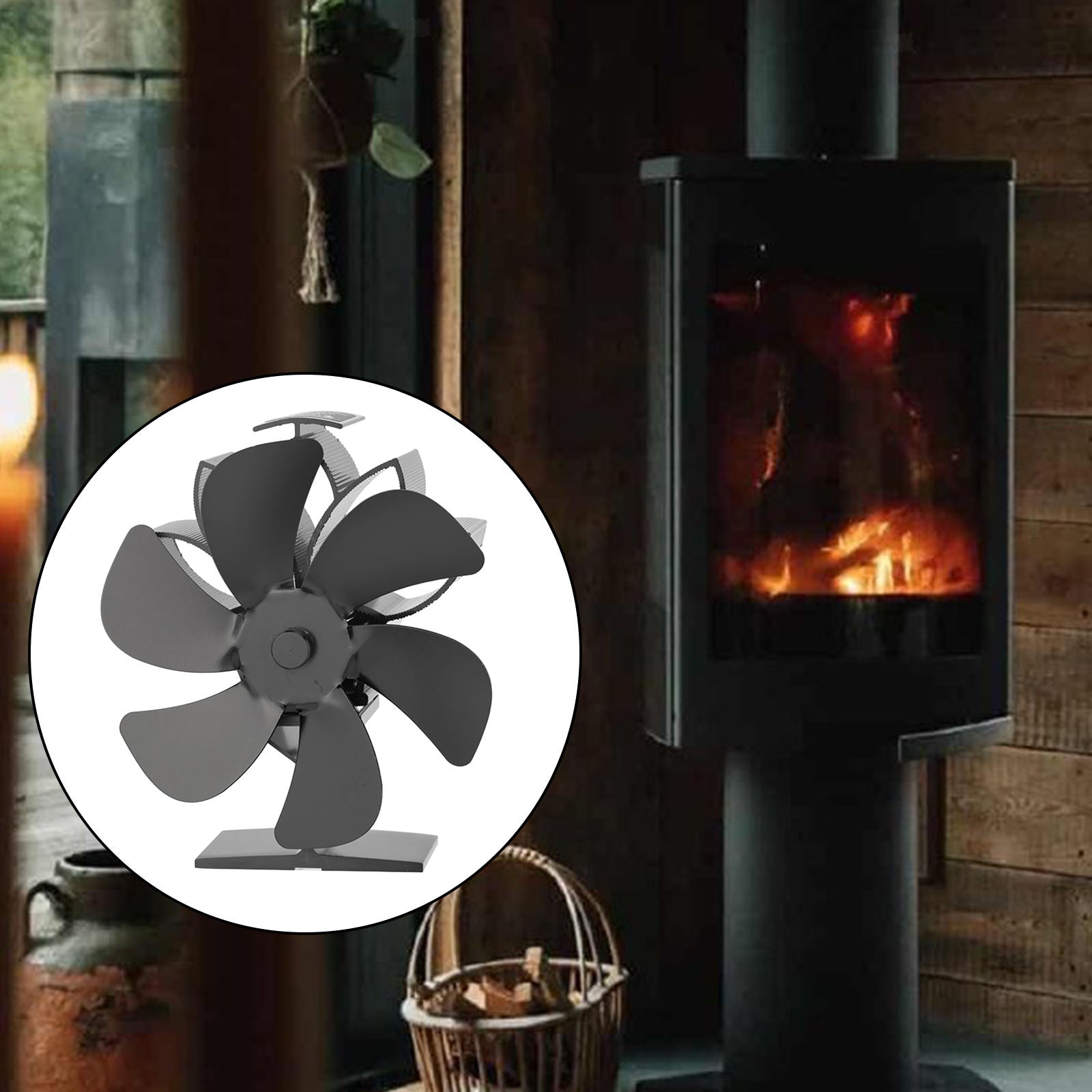 6 Blades Heat Powered Fireplace Fan Wood/Logs Stove Fan Silent Effective Fan