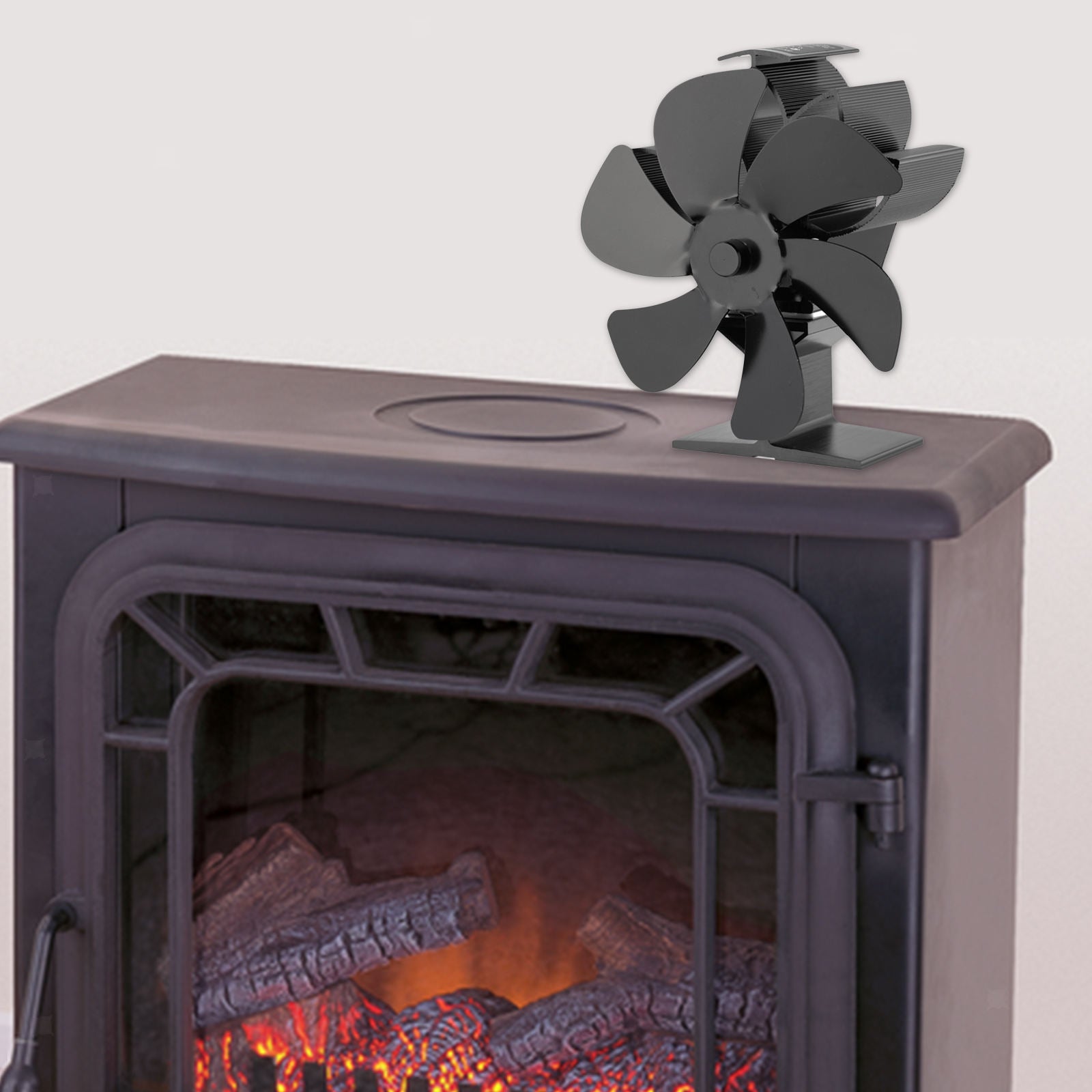 6 Blades Heat Powered Fireplace Fan Wood/Logs Stove Fan Silent Effective Fan