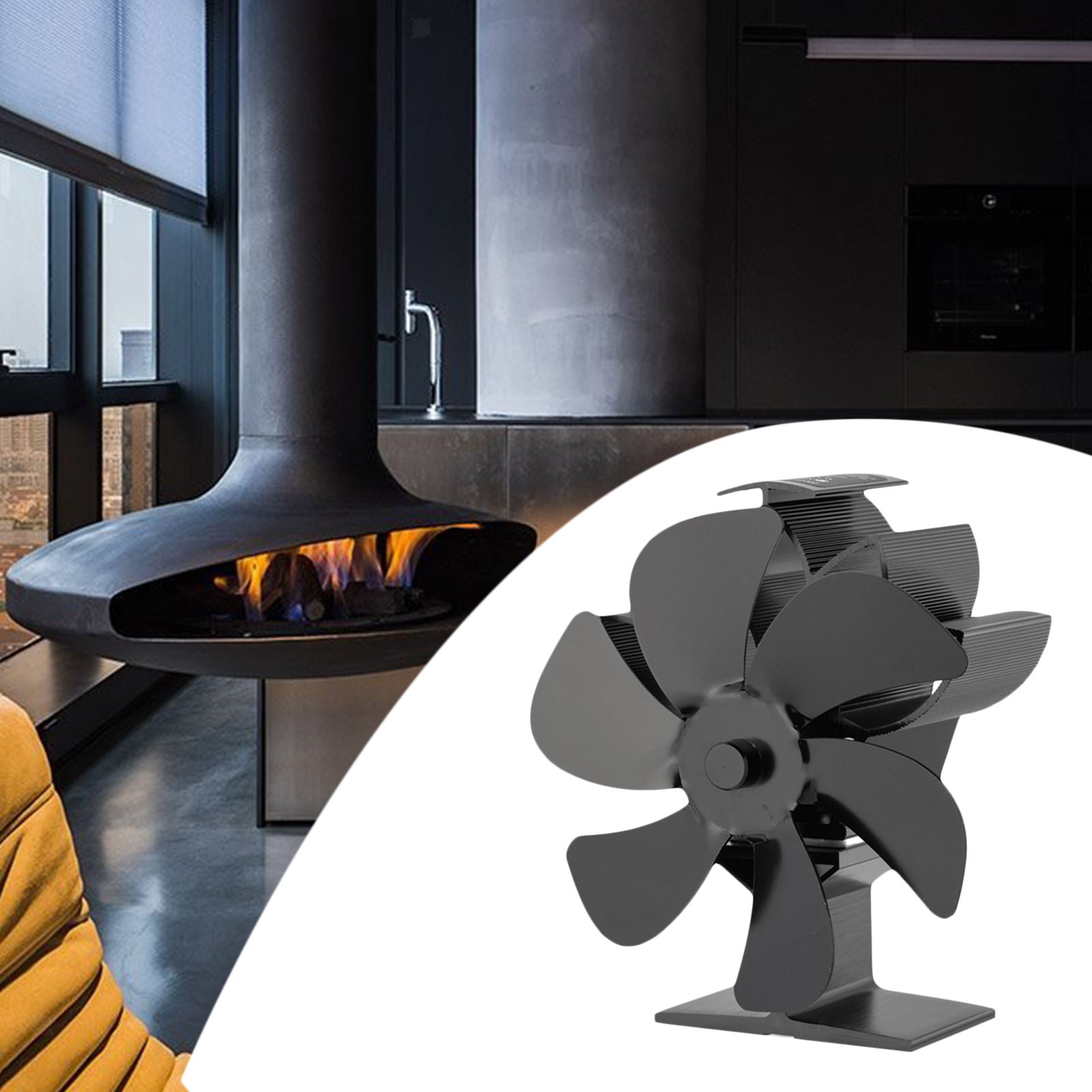 6 Blades Heat Powered Fireplace Fan Wood/Logs Stove Fan Silent Effective Fan