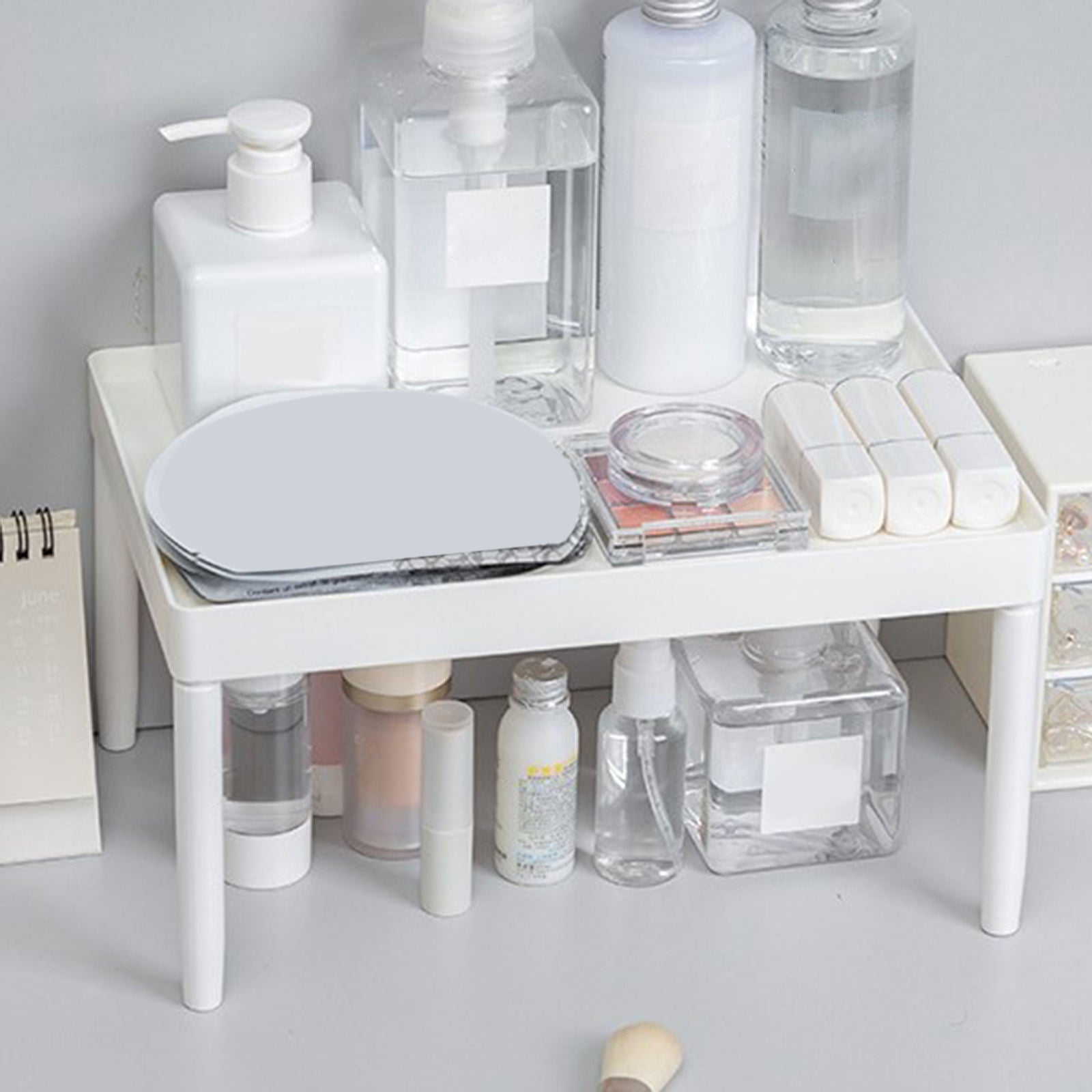 2 Layer Desk Table Organizer Holder Countertop Storage Shelf for Dorm Room